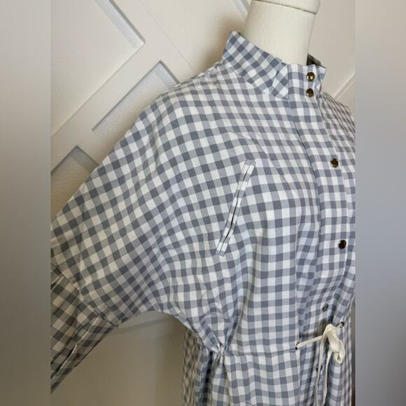 NWT English Factory Grey And White Gingham Checkered Balloon Sleeve Jacket Sz L - Picture 3 of 11